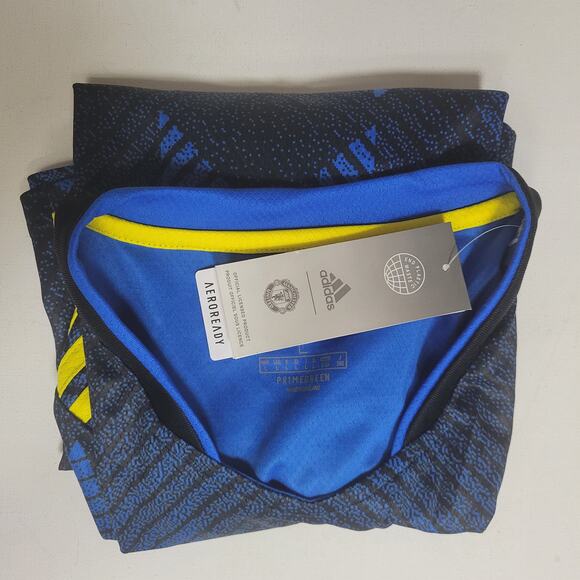 NWT Adidas Manchester United Jersey Size L Blue Yellow Team Viewer Soccer Away - Picture 9 of 9